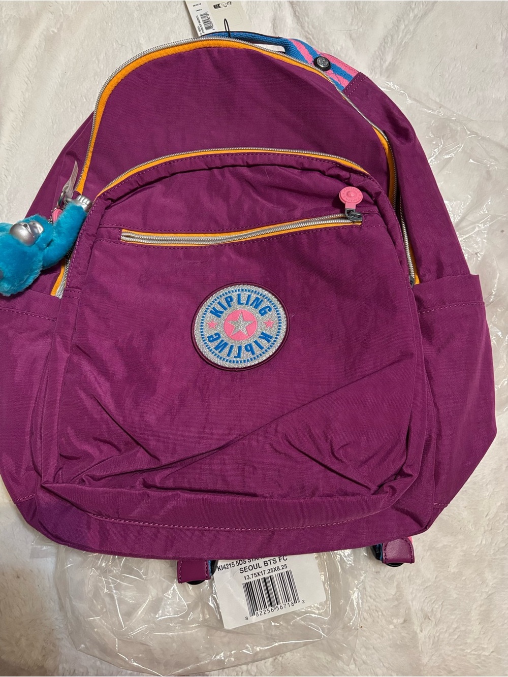 Kipling stars pop magenta large Seoul backpack nwt
